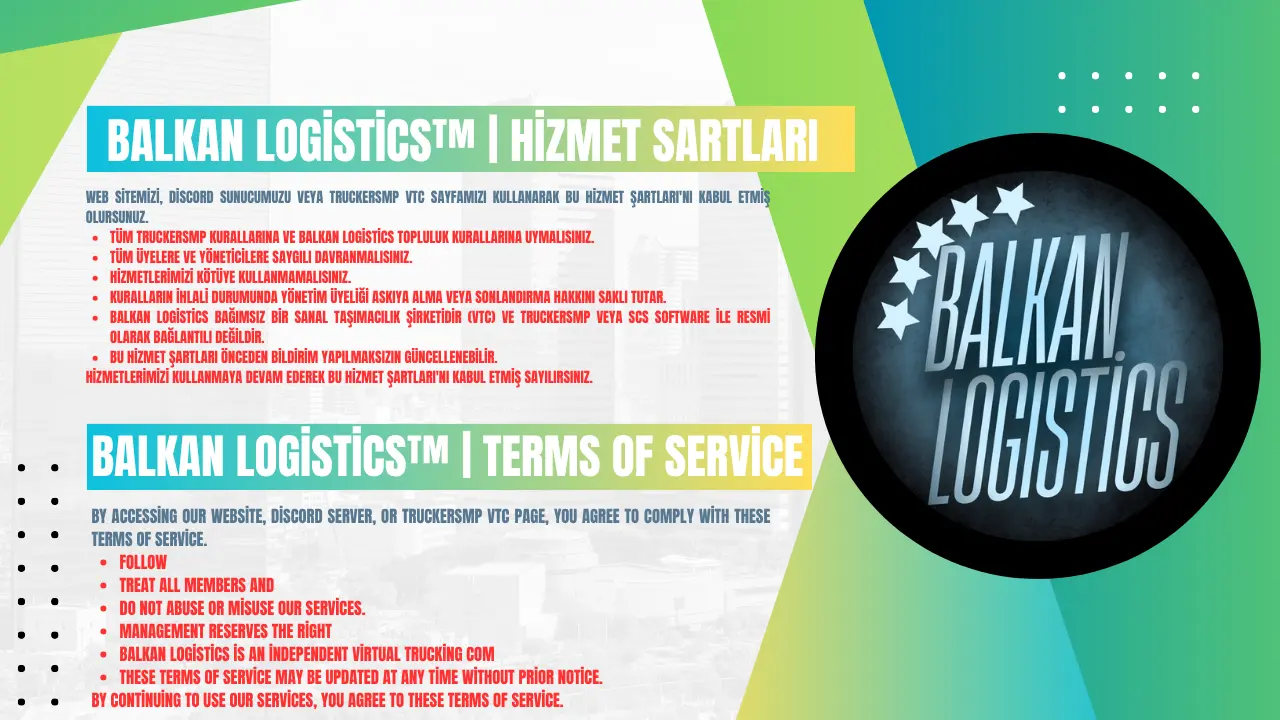 Balkan Logistics Türkçe ve İngilizce Hizmet Şartları görseli